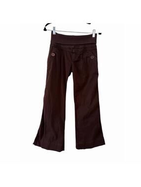 Joie Pants Womens Size 3 Brown Low Rise Flared Pull-On Fold Over Y2K Pockets